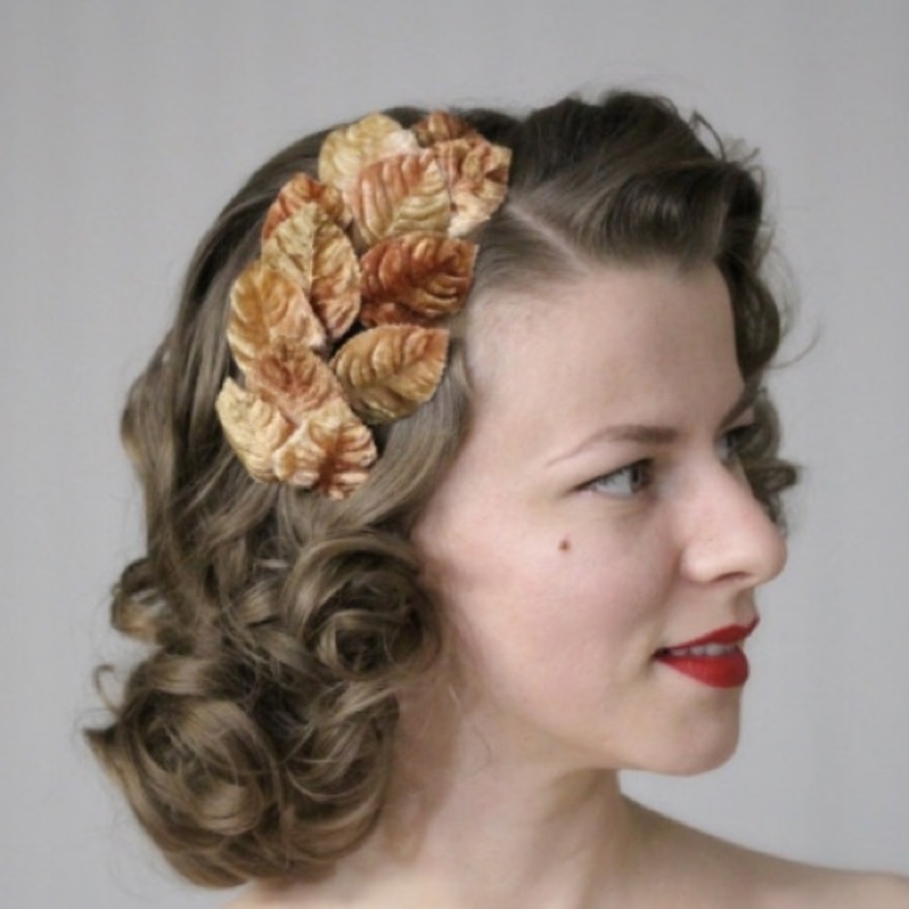 Fascinator Headband: Velvet Autumn Leaf Headpiece